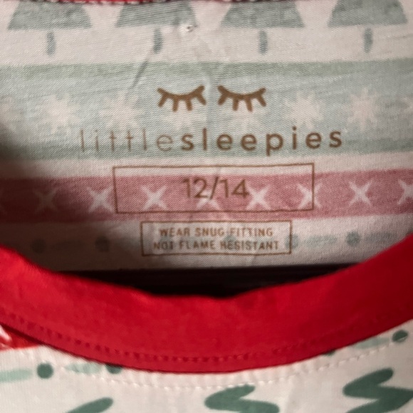 Little Sleepies Gingerbread Fair Isle Size 12/14 Christmas Pajamas - Picture 2 of 3